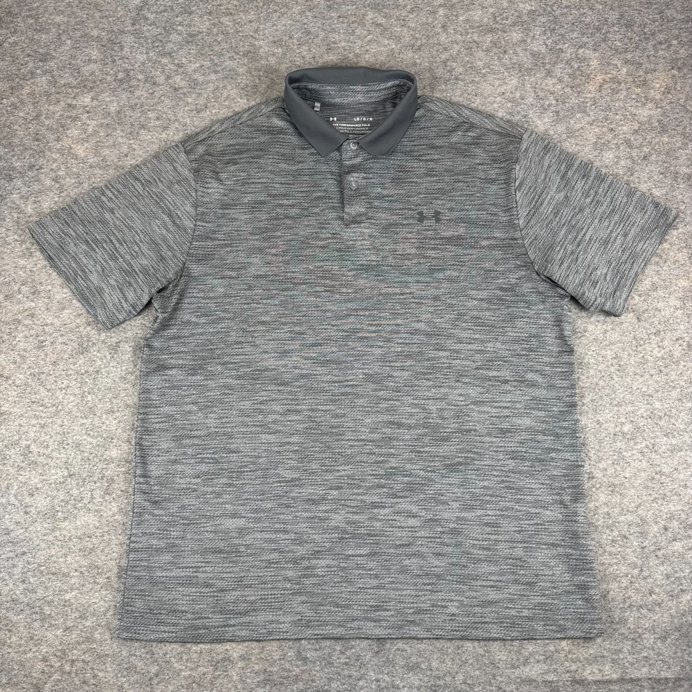 Under Armour The Performance Polo Shirt Polyester Heathered Gray Mens Large L